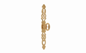 Solid Brass Chippendale-Style Keyhole Cabinet Door Pull with 6-3/4" Backplate
