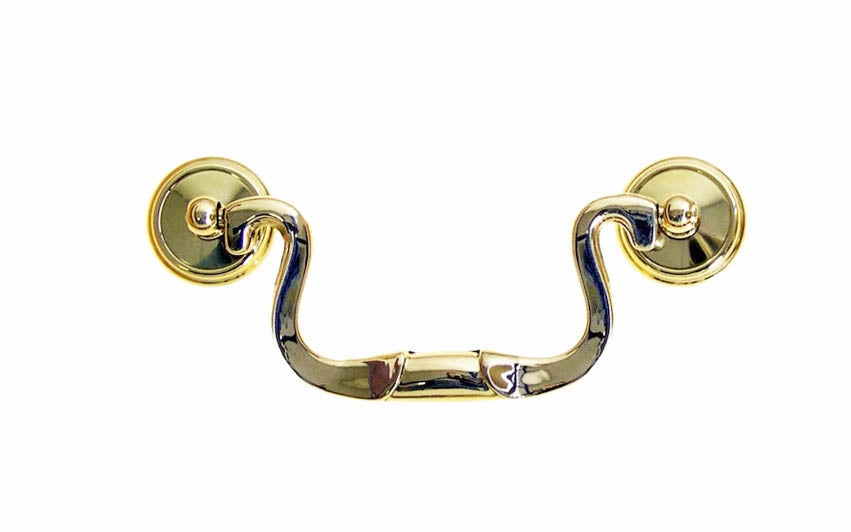 Solid Brass Colonial-Style Drop Pull ~ 3-1/2" On Centers