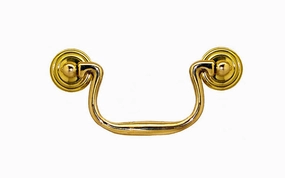 Solid Brass Colonial-Style Drop Pull ~ 3-1/2" On Centers