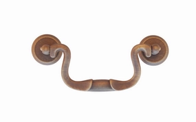 Solid Brass Colonial-Style Drop Pull ~ 3-1/2" On Centers