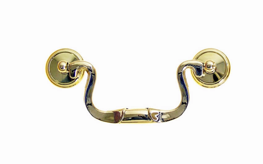 Solid Brass Colonial-Style Drop Pull ~ 3-1/2" On Centers
