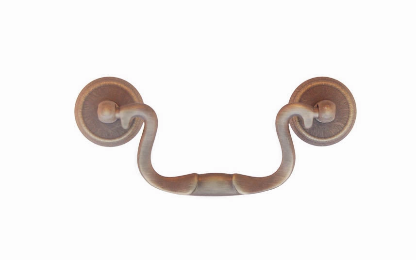 Solid Brass Colonial-Style Drop Pull ~ 3" On Centers