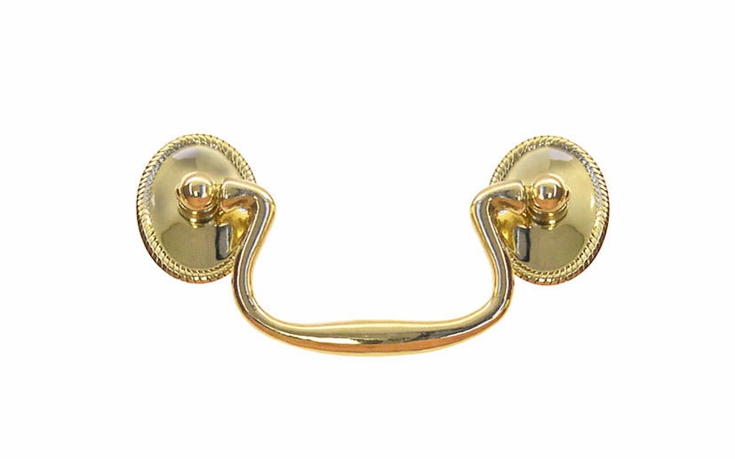 Solid Brass Colonial-Style Drop Pull ~ 3" On Centers