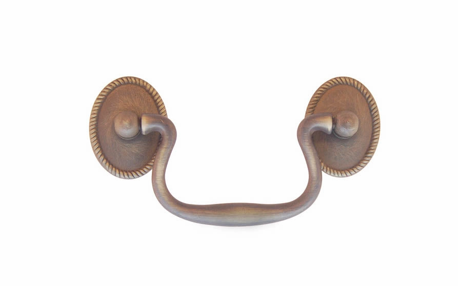 Solid Brass Colonial-Style Drop Pull ~ 3" On Centers