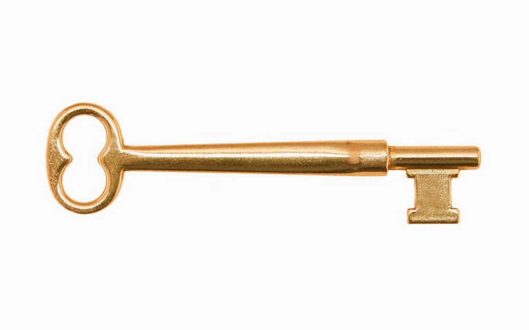 Solid Brass Door Mortise Lock Skeleton Key ~ 3/8" x 3/8" Bit