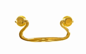 Solid Brass Drop Pull With Contoured Flat Handle ~ 3" On Centers