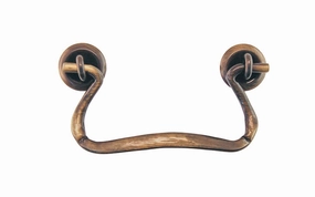 Solid Brass Drop Pull With Contoured Handle ~ 3" On Centers