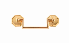 Solid Brass Drop Pull With Square Corners ~ 3-1/2" On Centers