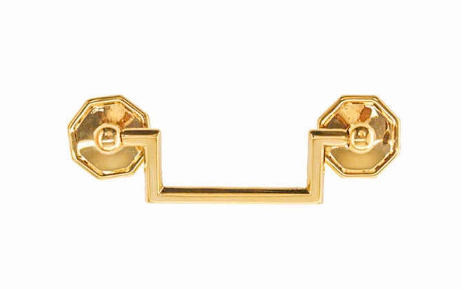 Solid Brass Drop Pull With Square Corners ~ 3" On Centers