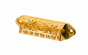 Solid Brass Eastlake-Style Bin Pull ~ Non-Lacquered Brass