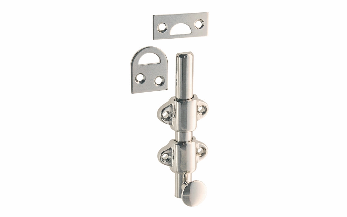 Solid Brass Medium-Duty Surface Bolt - 4" Long