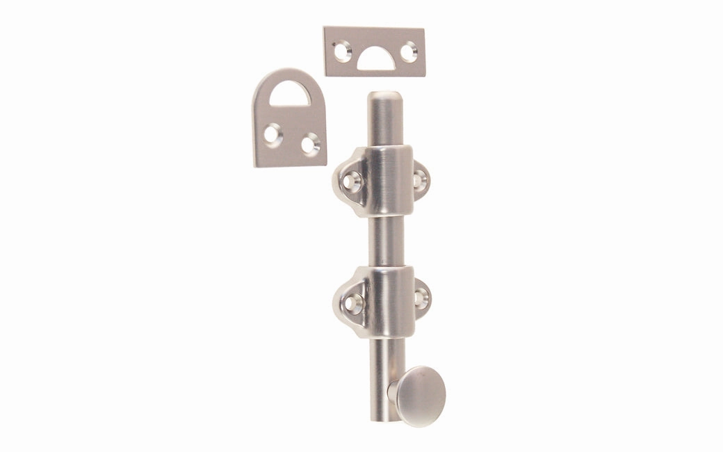 Solid Brass Medium-Duty Surface Bolt - 4" Long