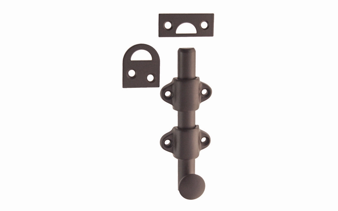 Solid Brass Medium-Duty Surface Bolt - 4" Long