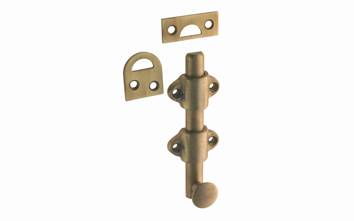 Solid Brass Medium-Duty Surface Bolt - 4" Long