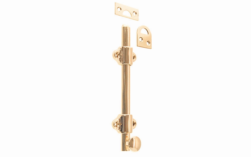 Solid Brass Medium-Duty Surface Bolt - 6" Long