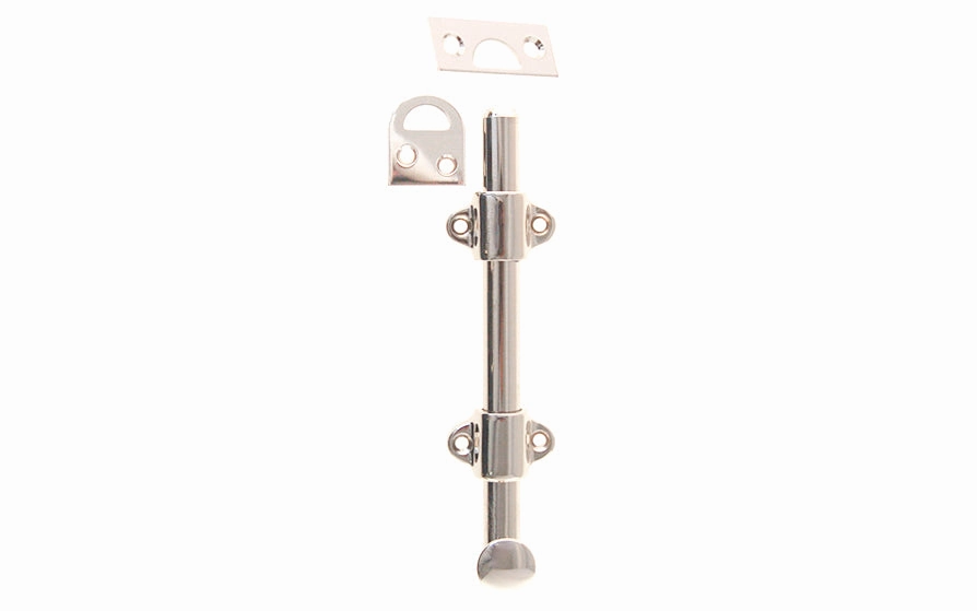 Solid Brass Medium-Duty Surface Bolt - 6" Long