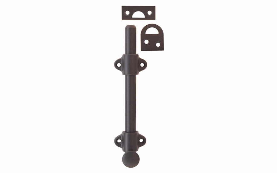 Solid Brass Medium-Duty Surface Bolt - 6" Long
