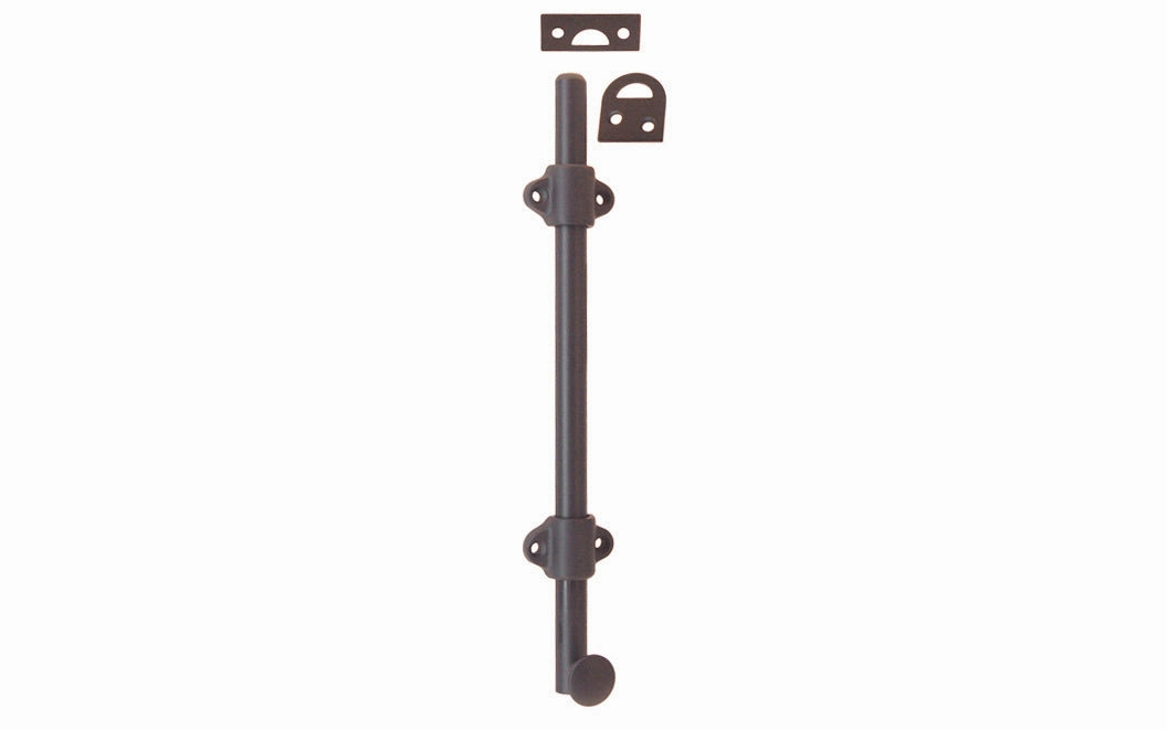 Solid Brass Medium-Duty Surface Bolt - 8" Long
