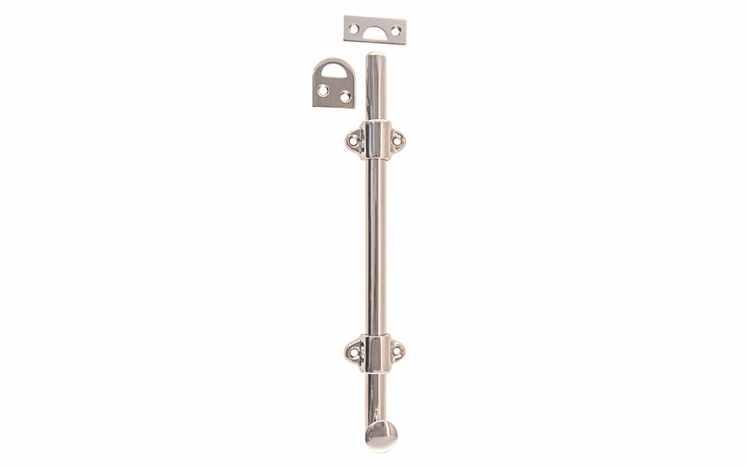 Solid Brass Medium-Duty Surface Bolt - 8" Long