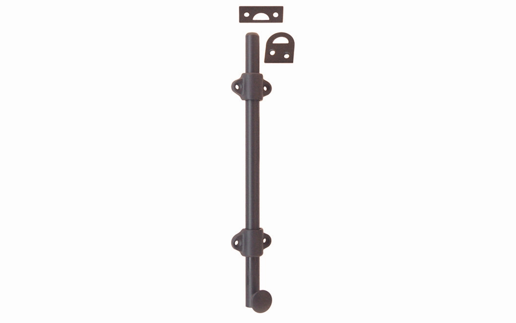 Solid Brass Medium-Duty Surface Bolt - 8" Long