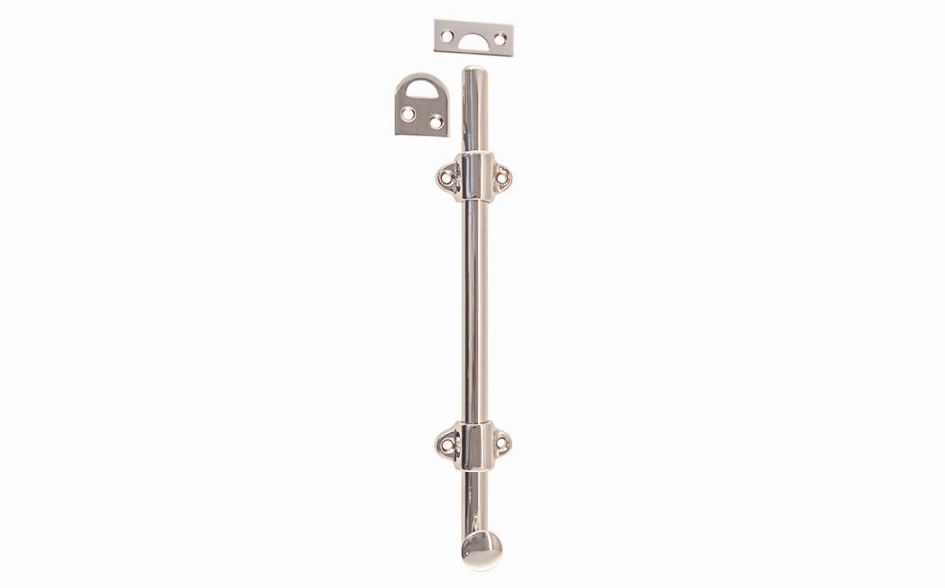 Solid Brass Medium-Duty Surface Bolt - 8" Long