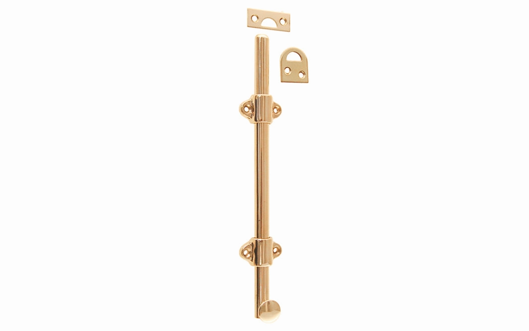 Solid Brass Medium-Duty Surface Bolt - 8" Long