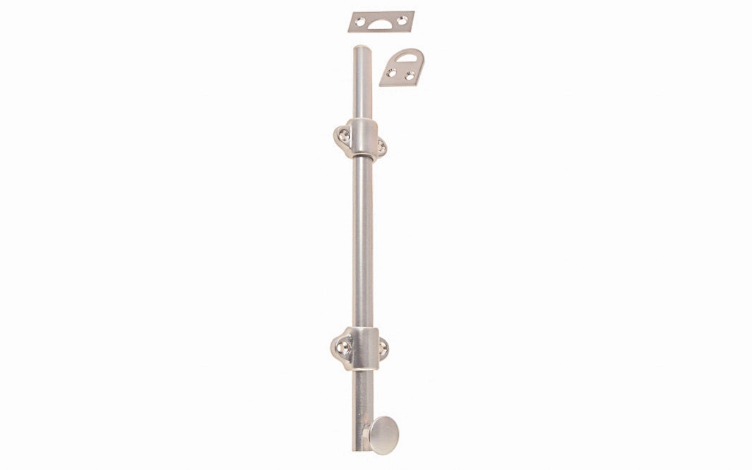 Solid Brass Medium-Duty Surface Bolt - 8" Long