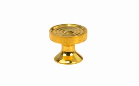 Solid Brass Mini Knob with Concentric Rings ~ 5/8" Diameter