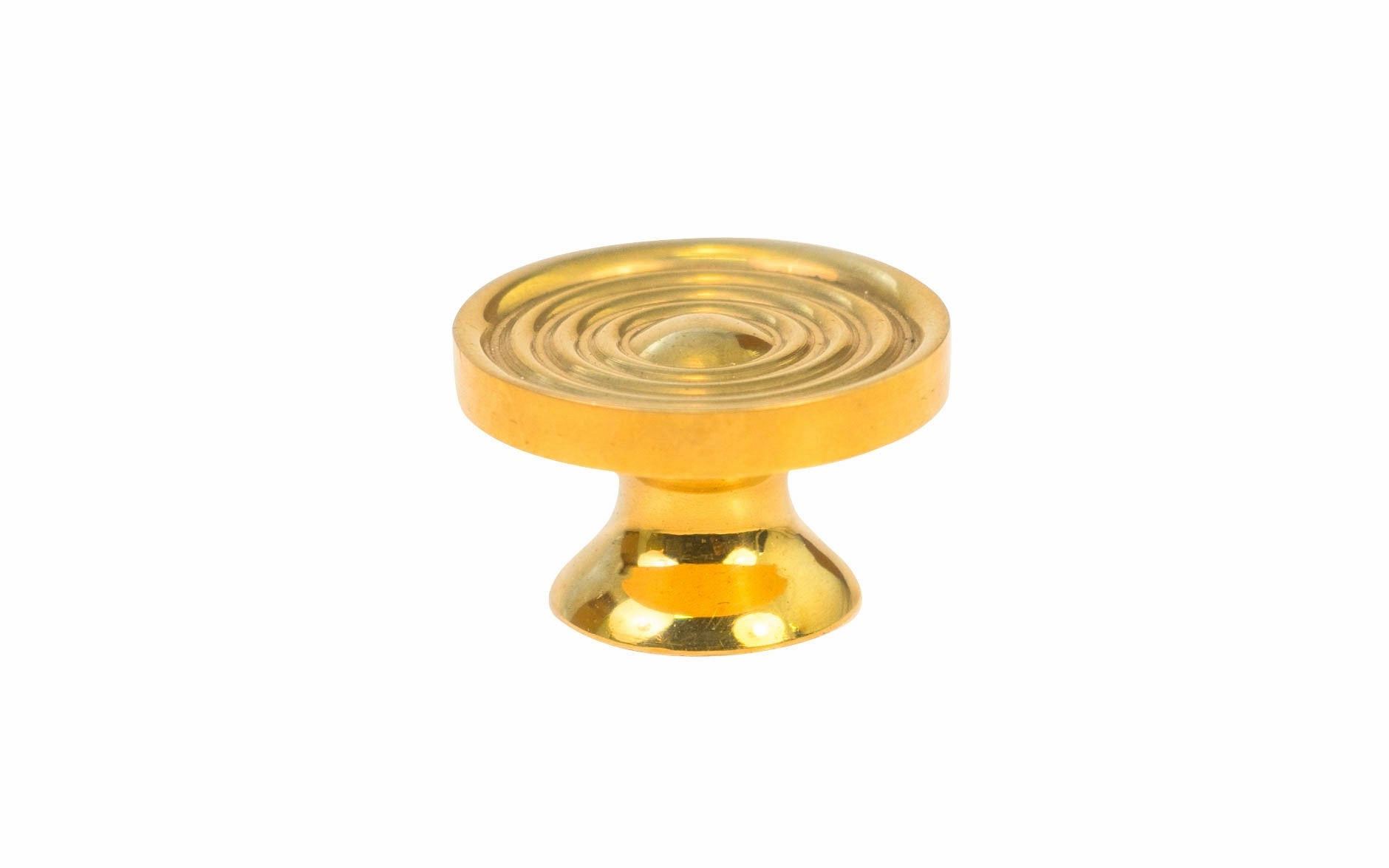 Solid Brass Mini Knob with Concentric Rings ~ 7/8" Diameter