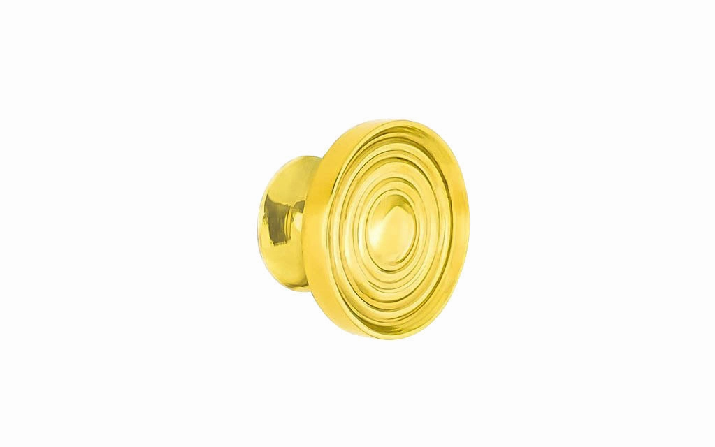 Solid Brass Mini Knob with Concentric Rings ~ 7/8" Diameter