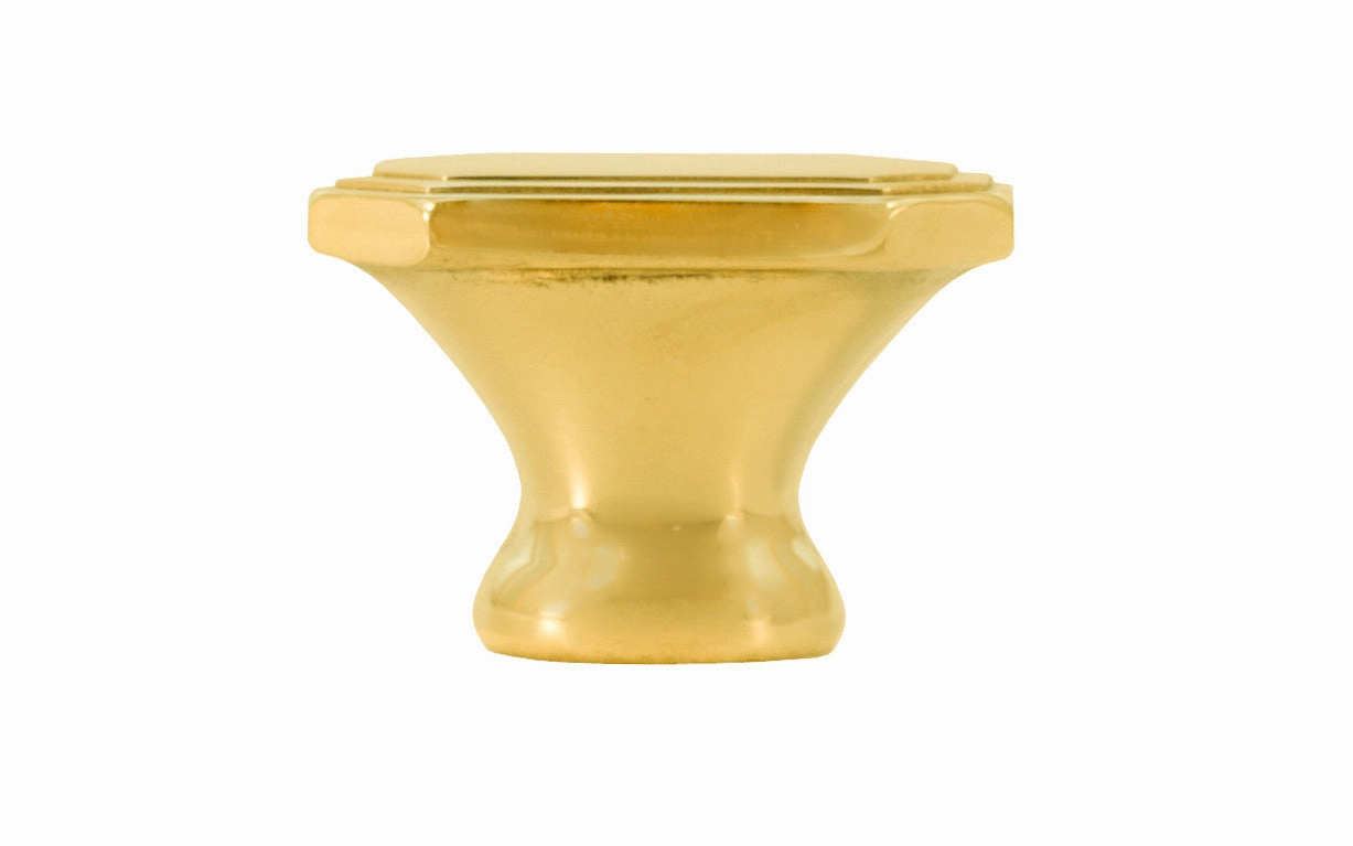 Solid Brass Octagonal "Art Deco" Cabinet Knob