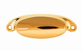 Solid Brass Oval Bin Pull ~ 3-1/8" On Centers