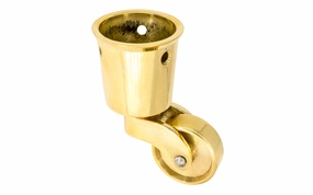 Solid Brass Round Socket Caster ~ 1-1/4" Wheel