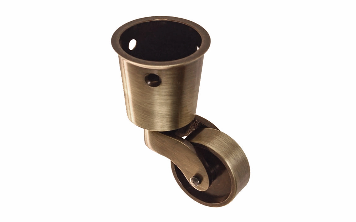 Solid Brass Round Socket Caster ~ 1-1/4" Wheel