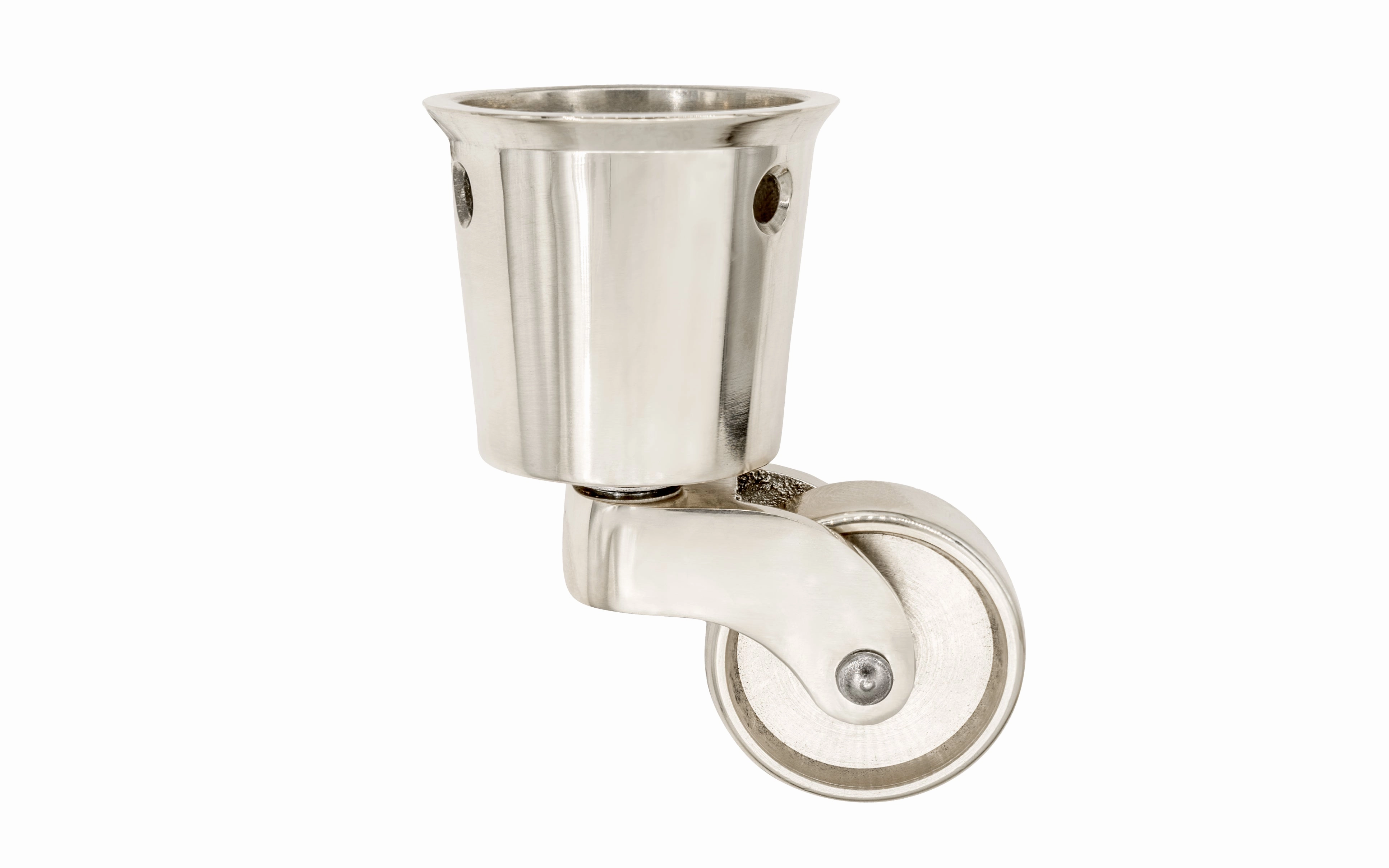 Solid Brass Round Socket Caster ~ 1-1/4" Wheel