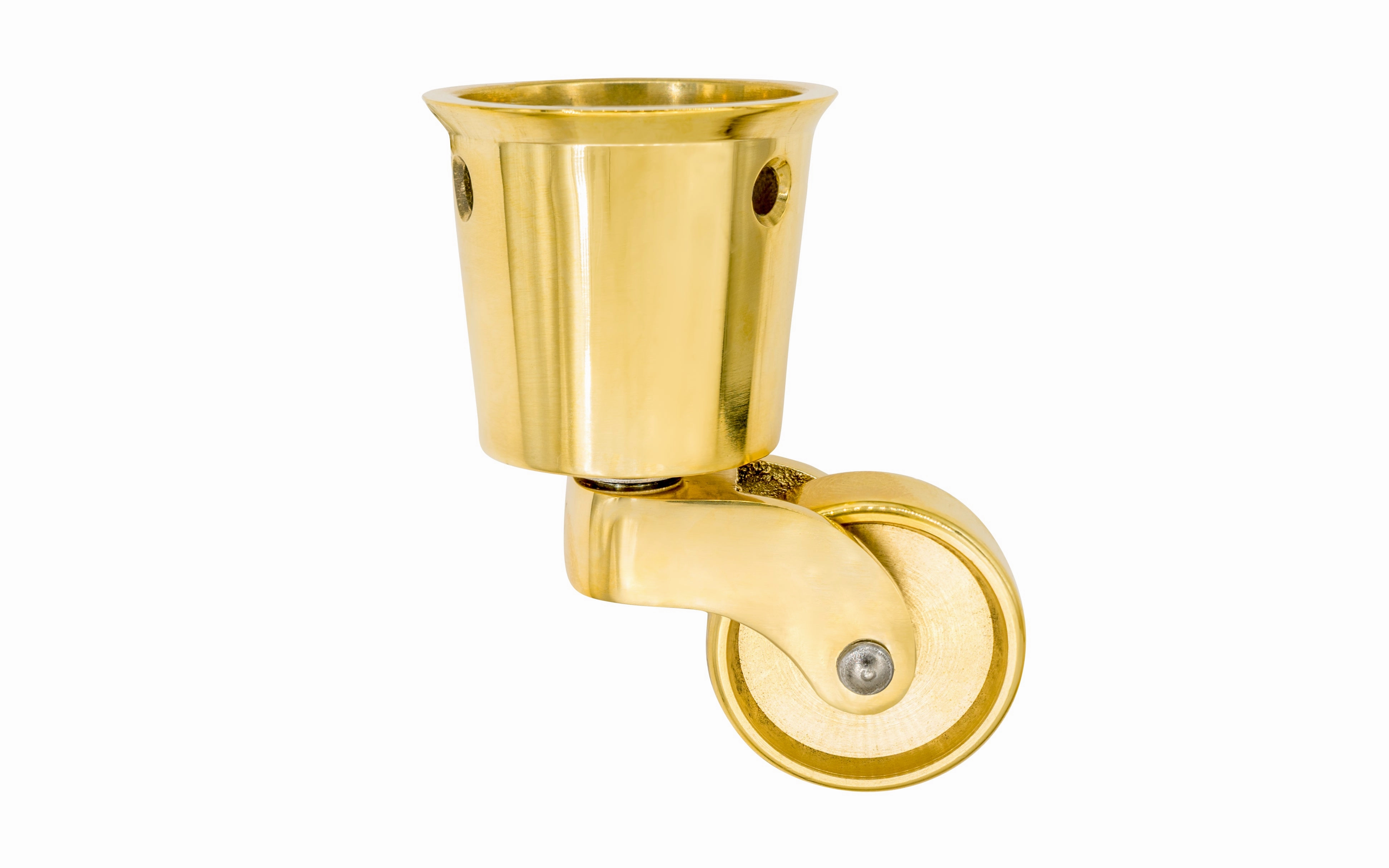 Solid Brass Round Socket Caster ~ 1-1/4" Wheel
