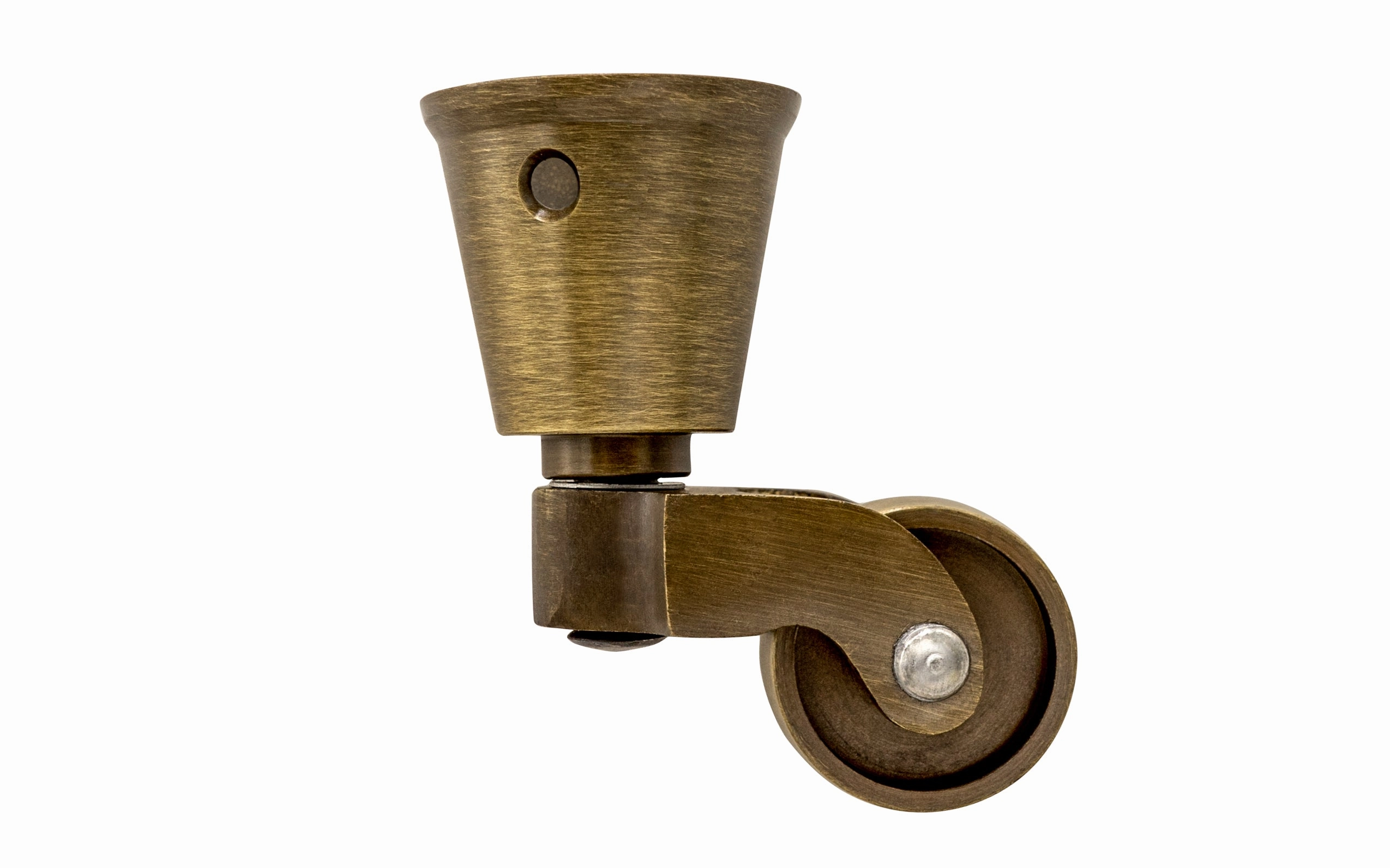 Solid Brass Round Socket Caster ~ 1" Wheel