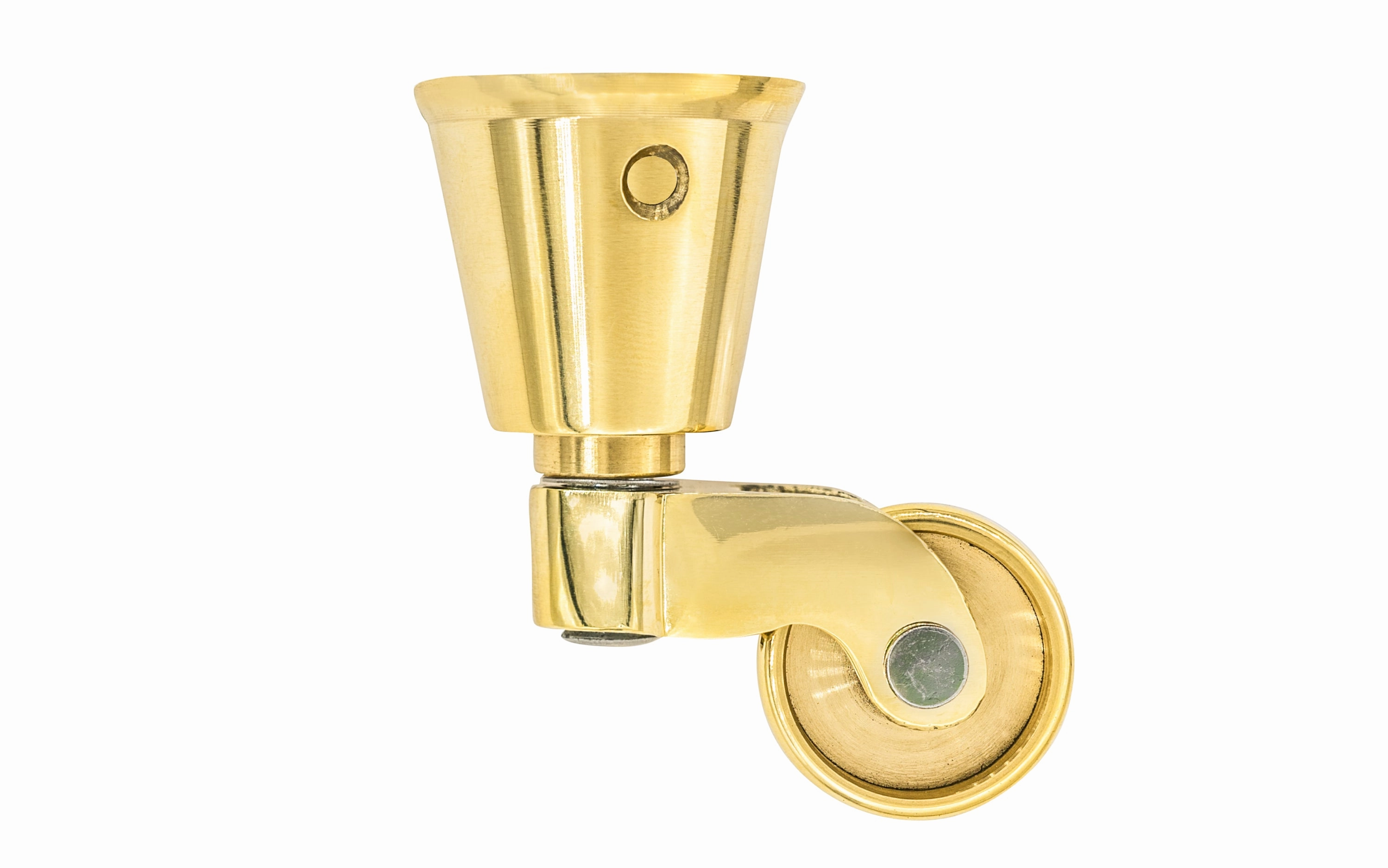 Solid Brass Round Socket Caster ~ 1" Wheel