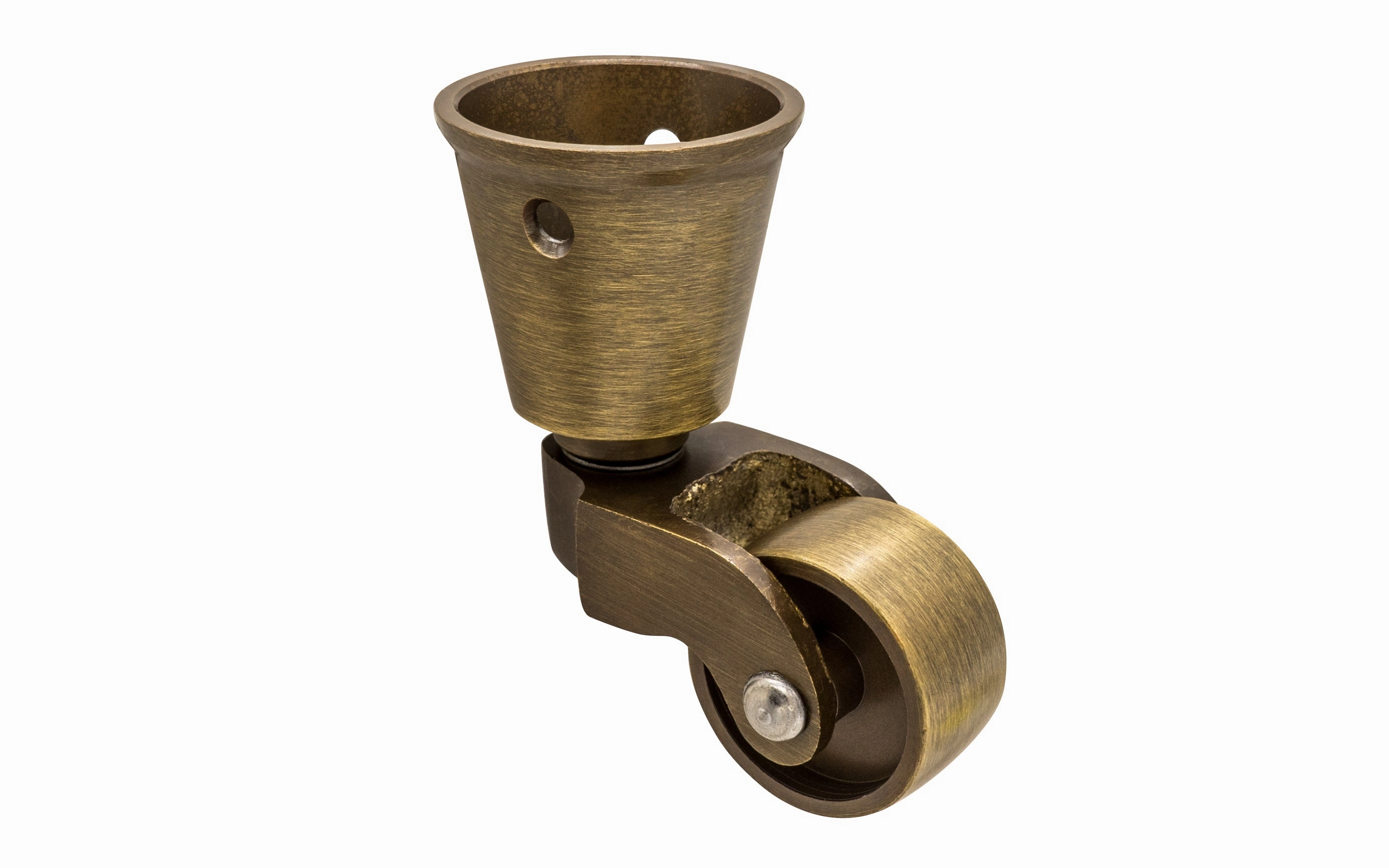 Solid Brass Round Socket Caster ~ 1" Wheel