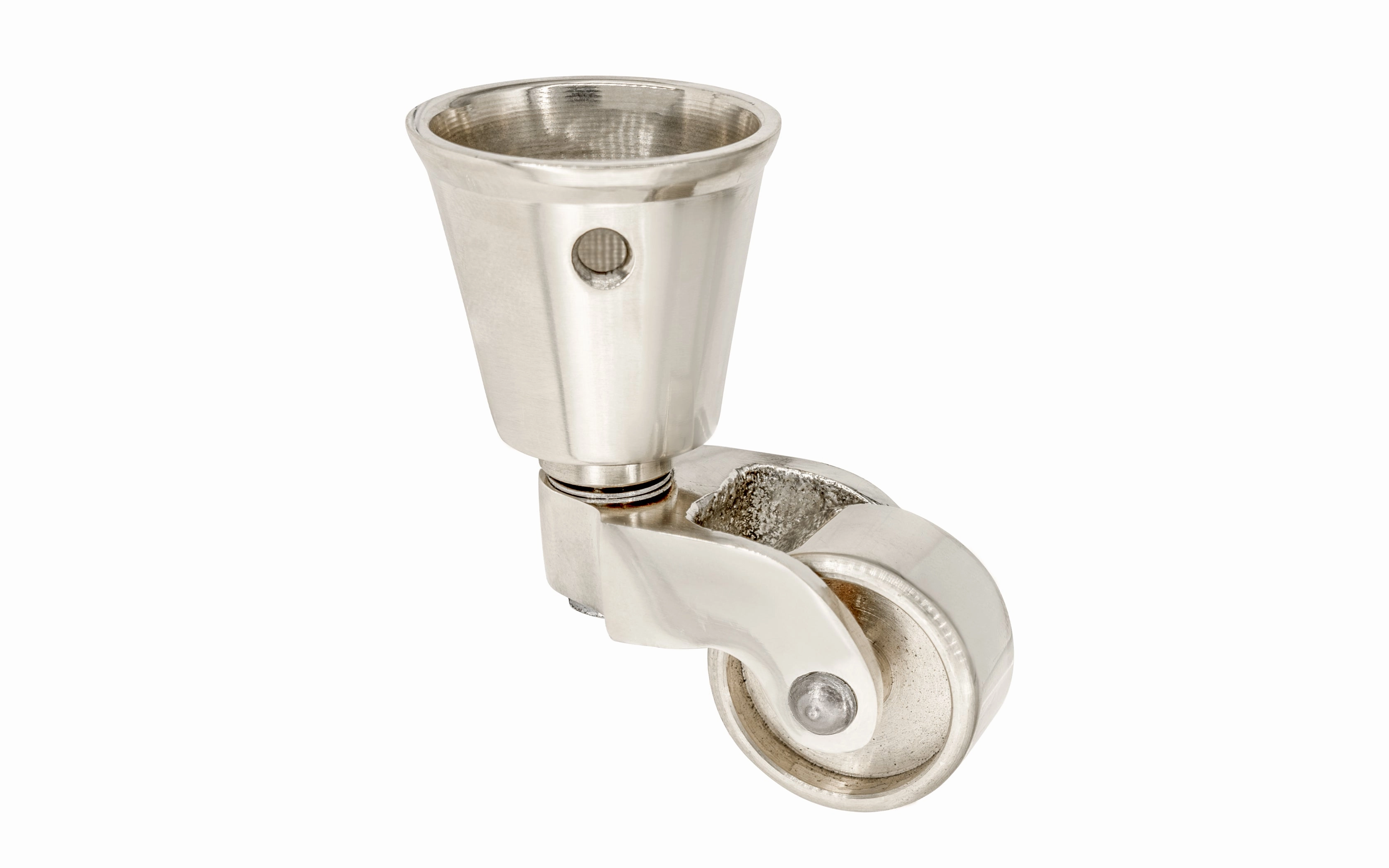 Solid Brass Round Socket Caster ~ 1" Wheel