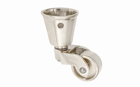 Solid Brass Round Socket Caster ~ 1" Wheel