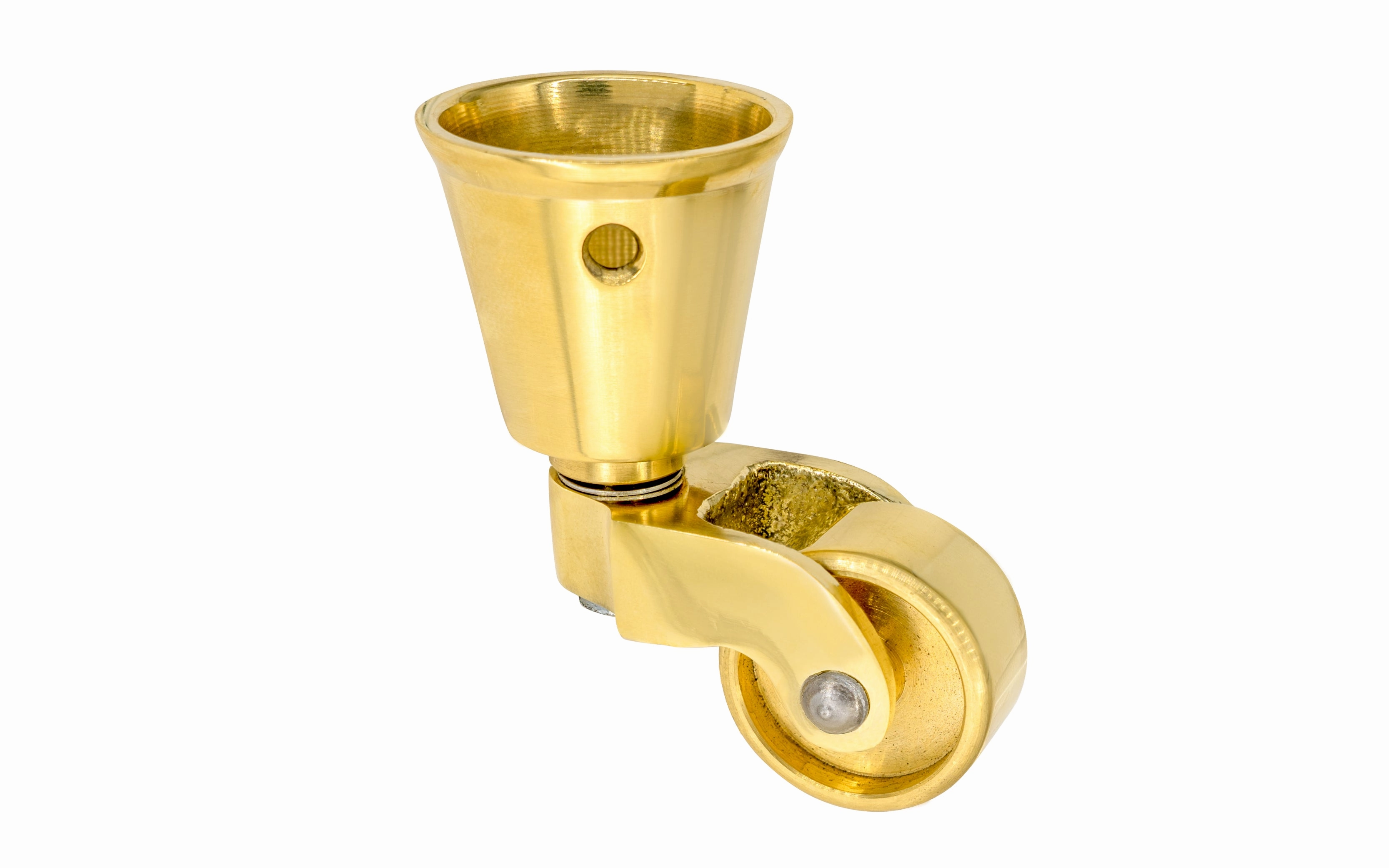 Solid Brass Round Socket Caster ~ 1" Wheel