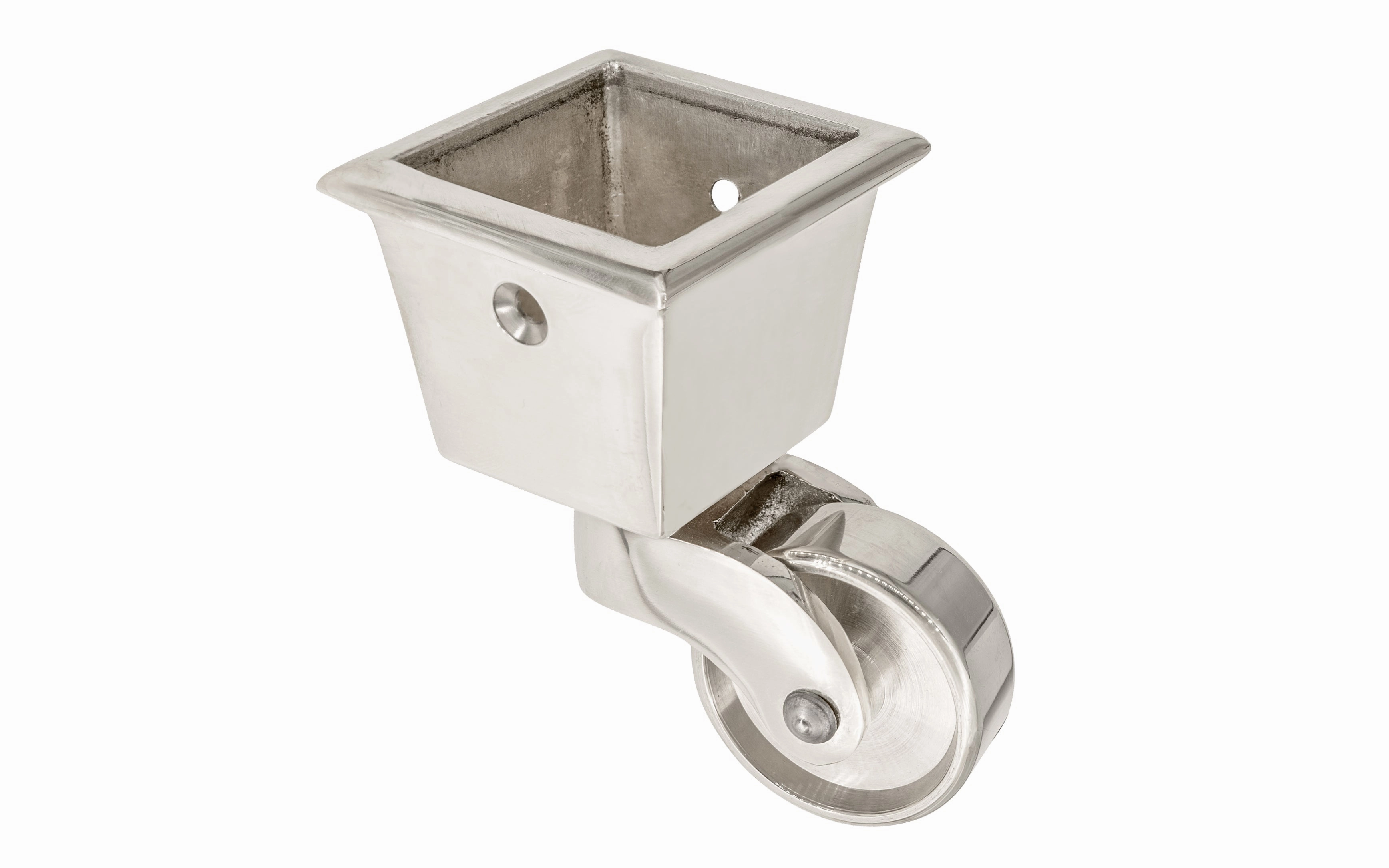 Solid Brass Square Socket Caster ~ 1-1/4" Wheel