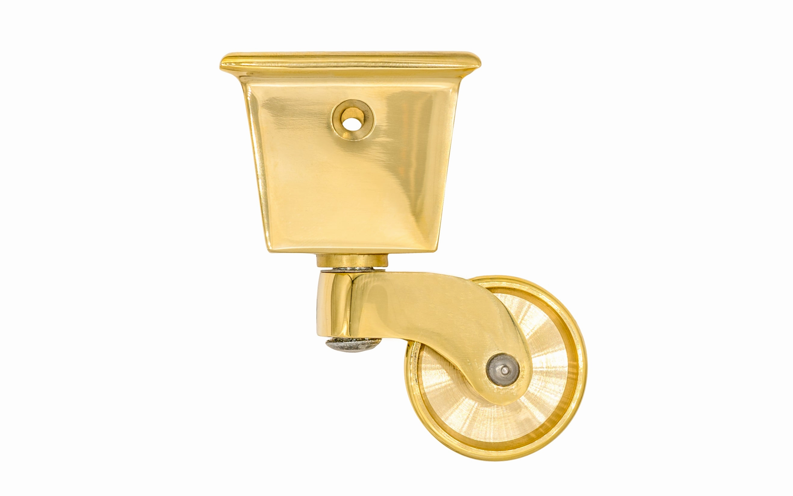 Solid Brass Square Socket Caster ~ 1-1/4" Wheel