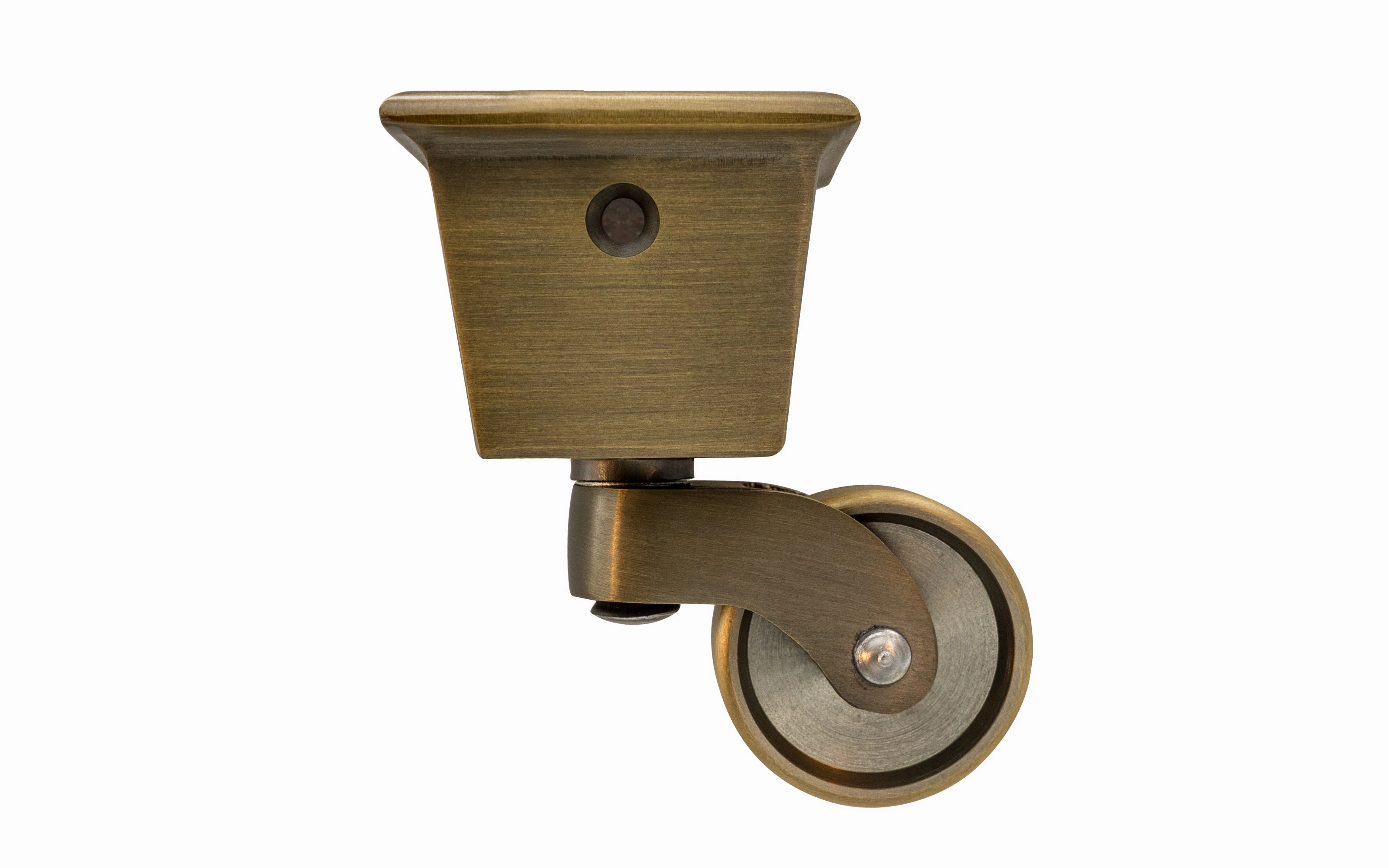 Solid Brass Square Socket Caster ~ 1-1/4" Wheel