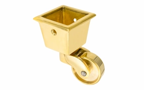 Solid Brass Square Socket Caster ~ 1-1/4" Wheel