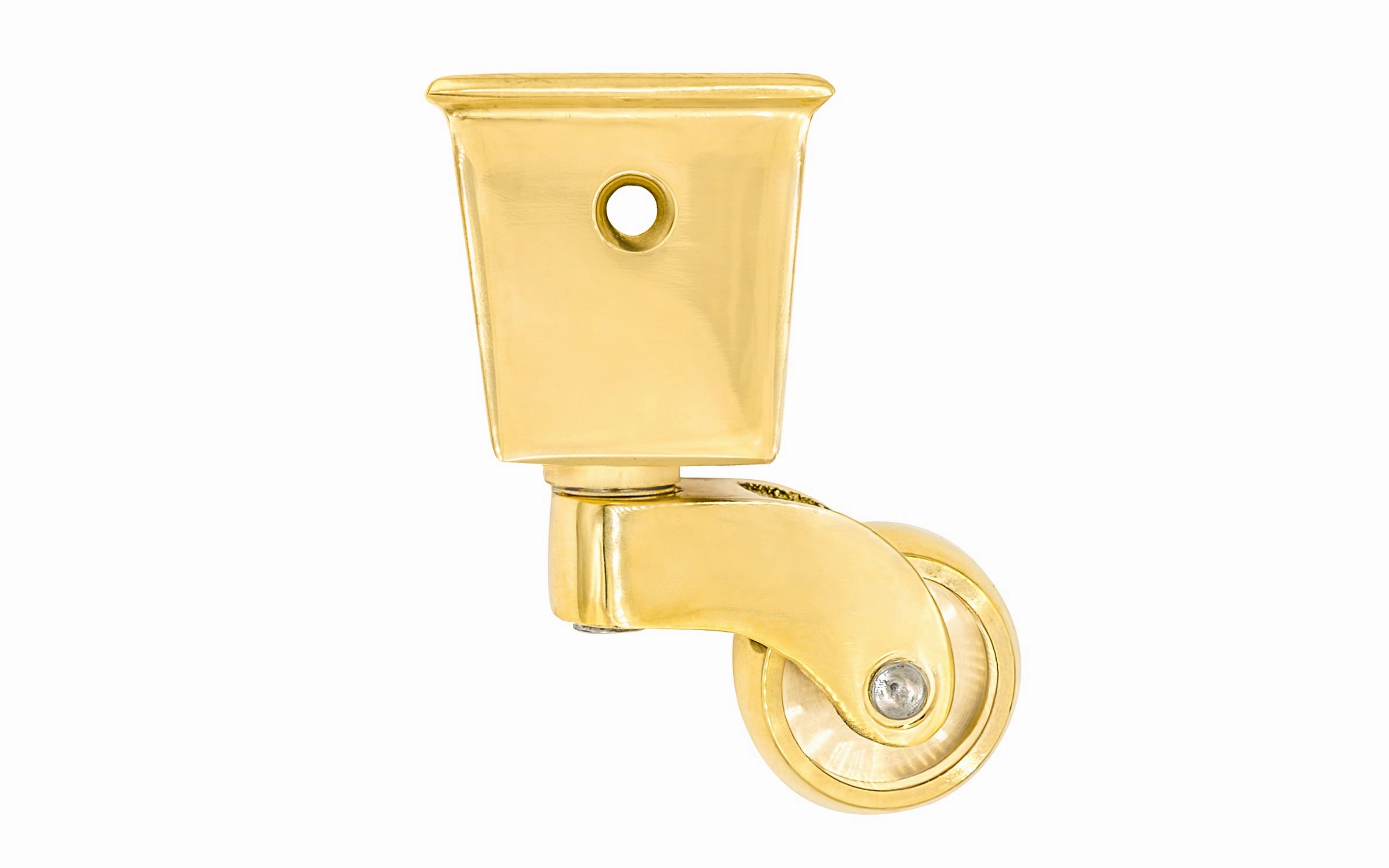 Solid Brass Square Socket Caster ~ 1" Wheel