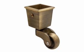 Solid Brass Square Socket Caster ~ 1" Wheel