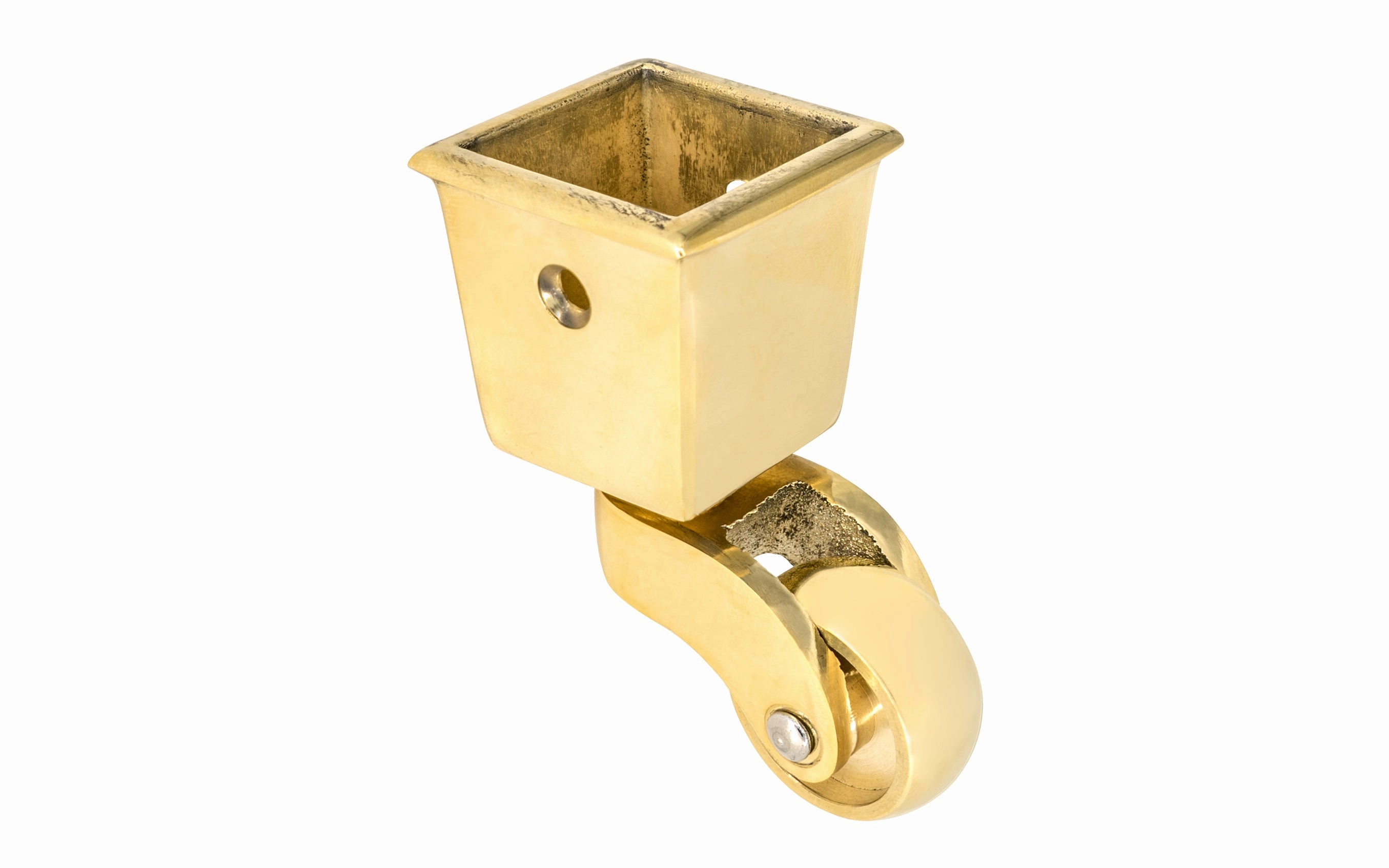 Solid Brass Square Socket Caster ~ 1" Wheel