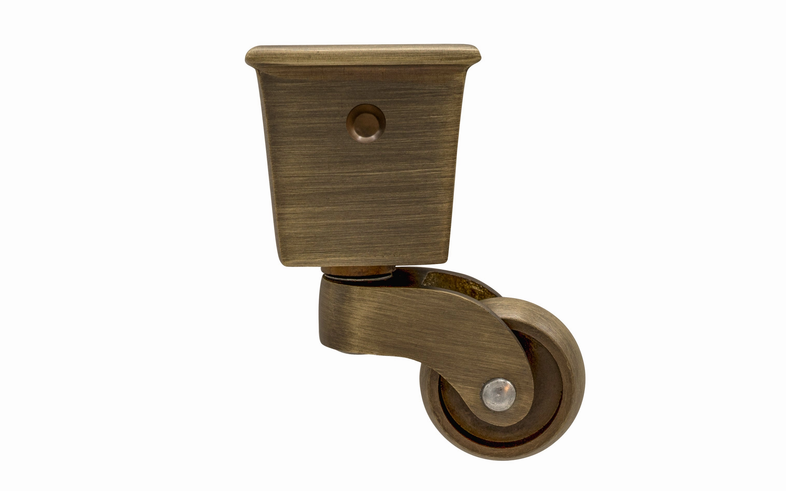 Solid Brass Square Socket Caster ~ 1" Wheel